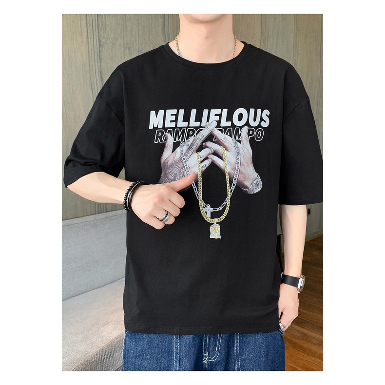 Áo thun nam Melliflous vải cotton phong cách Hiphop đường phố , áo phông nam