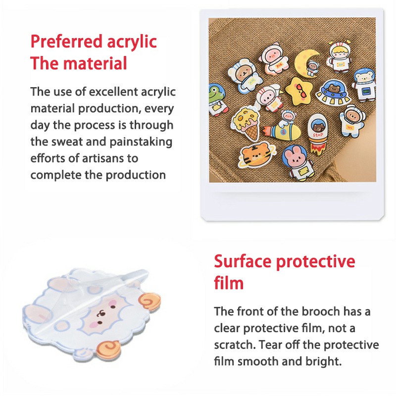 Trâm Cài Áo Hình Động Vật Hoạt Hình Dễ Thương Sáng Tạo Bằng Acrylic