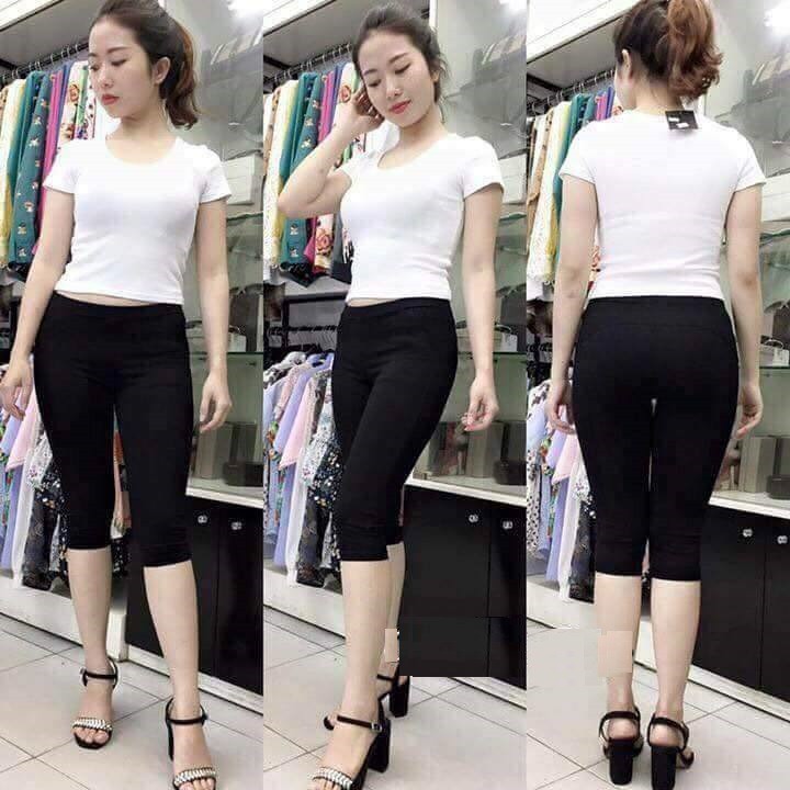 QUẦN LEGGING Lửng NÂNG MÔNG, Vải Thun cotton Rất Dày đẹp, có Bigsize cho người béo, người mập