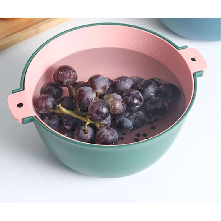 Bộ rổ 2 món gồm chậu và rổ đựng rau củ quả tiện ích cho gia đình bạn - Nhựa dẻo cao cấp sang trọng