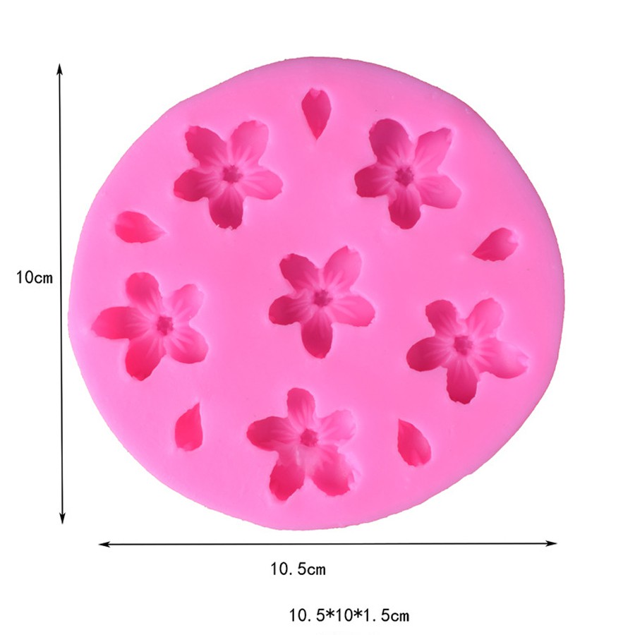 Khuôn Silicon vỉ 6 hoa đào Hoa mai tròn đẹp làm rau câu / hoa xôi đậu