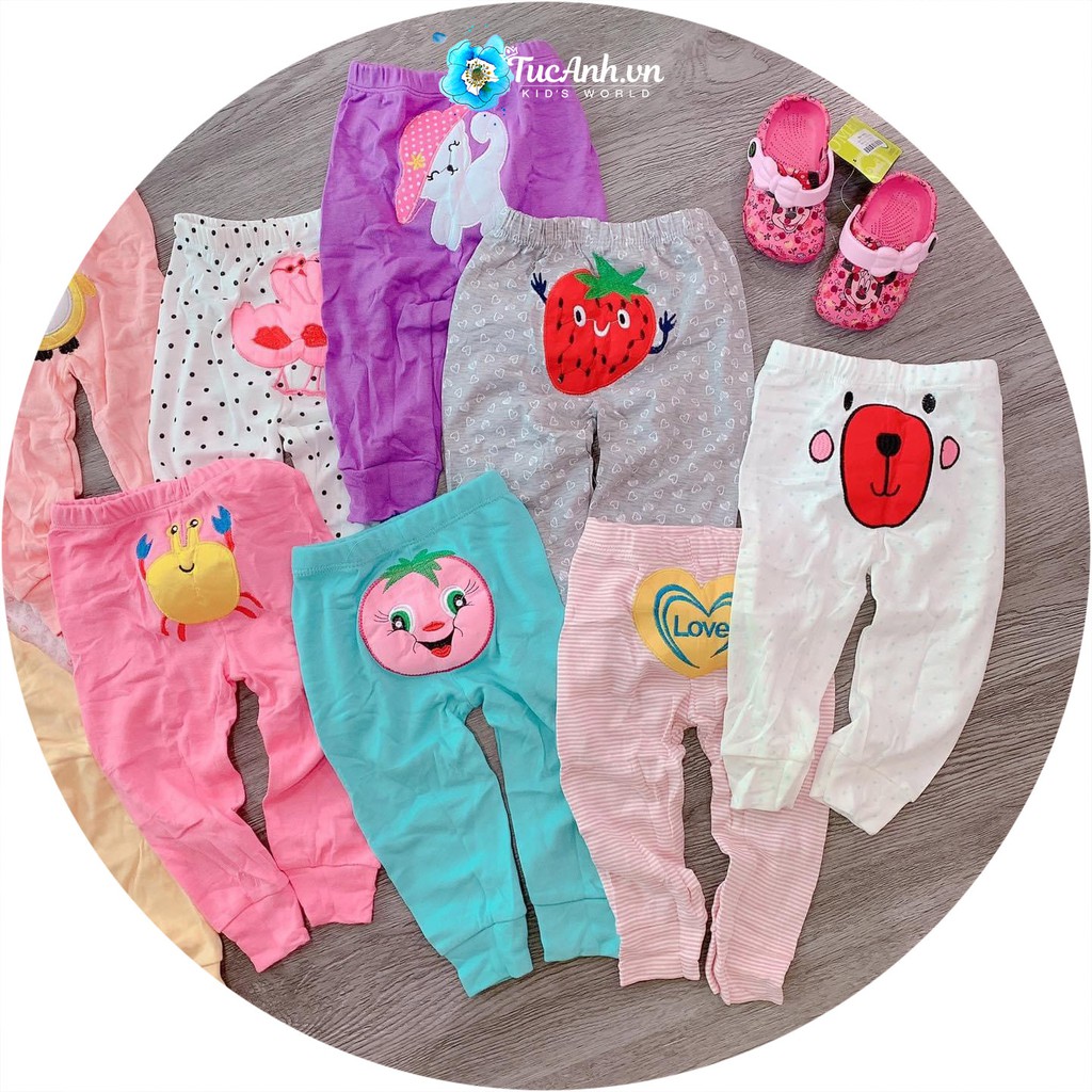 Set 10 Quần Dài Cho Bé Gái Size 7-14kg, Chất Cotton Hình Mông Thú Cho Bé - TucAnh