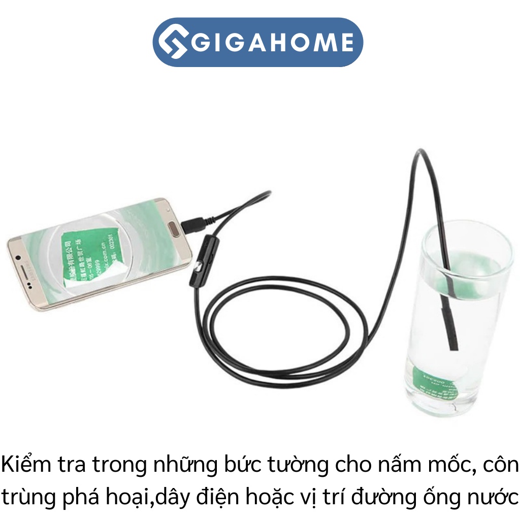 Camera Nội Soi Tường Chống Nước Siêu Nhỏ 5.5mm Dài 1m GIGAHOME Cho Máy Tính Và Androi 8826