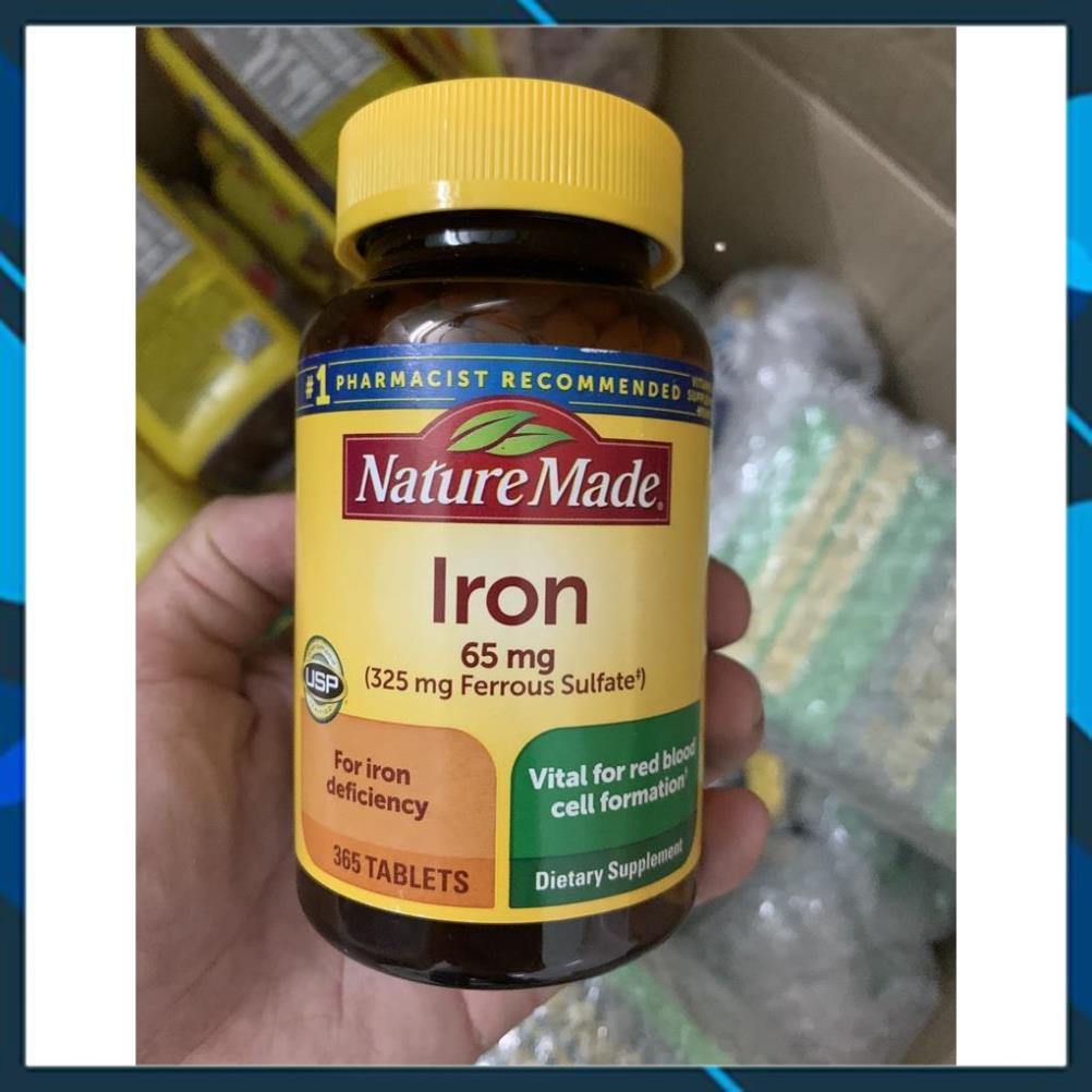 Viên uống bổ máu Nature Made Iron (sắt) 65mg Hộp 365 viên Mỹ