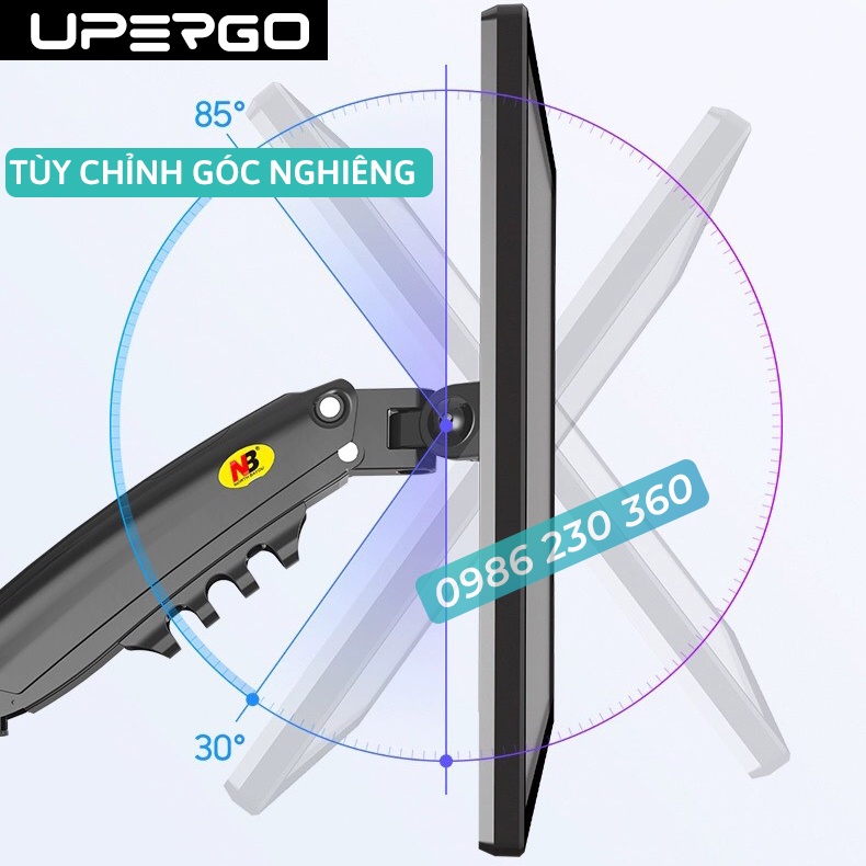 Giá Treo Màn Hình NB-H160 -   Tải Trọng 9Kg -  Xếp 2 Màn 17-27 Inch Trên Dưới - Xoay Màn 360 Độ