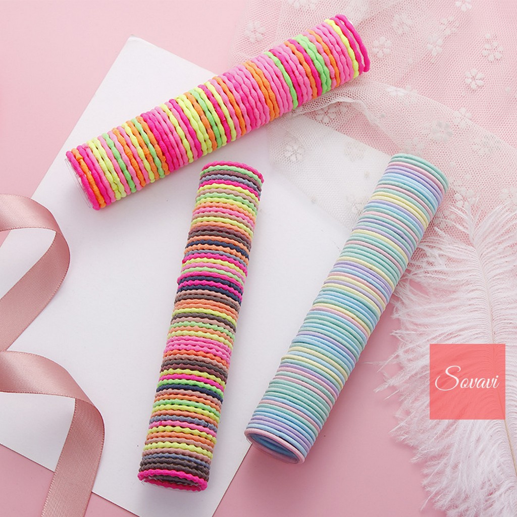 Chun buộc tóc trơn cho bé sét 50 chun xinh xắn T008