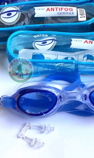 Kính bơi ANTIFOG 1600 + Hộp đựng và 2 bịt mũi cao cấp -Mắt kính đi bơi trẻ em, người lớn