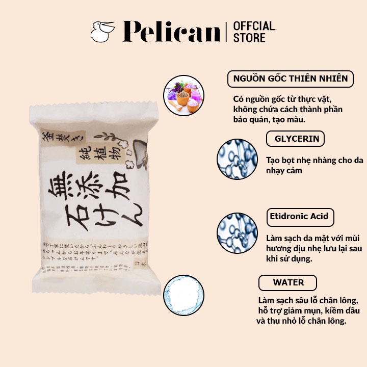 Xà phòng tắm chiết xuất thực vật Pelican Additive Free Soap 85g