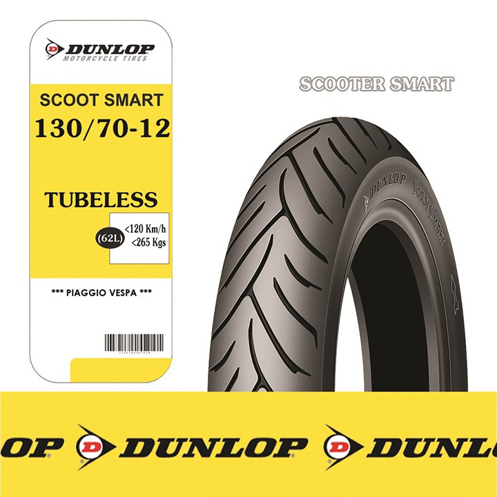 Lốp Dunlop size 130.70-12 SCOOTSMART TL 62L_Vỏ xe máy Dunlop size 130-70-12 SCOOTSMART TL 62L _ Dunlop uy tín, giá rẻ,