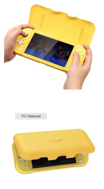 Case trong suốt và kính cường lực bảo vệ máy Nintendo Switch Lite.