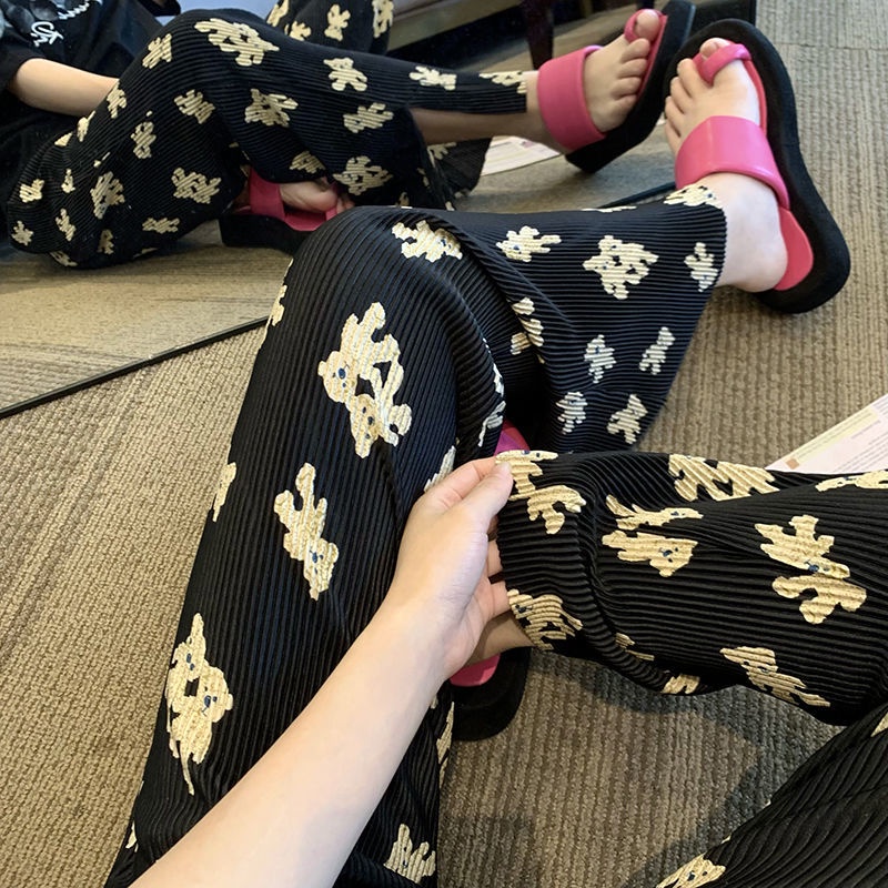 Jiashucheng Quần Dài Ống Rộng Dáng Suông Mỏng Mùa Hè Dễ Phối Đồ Cho Nữ