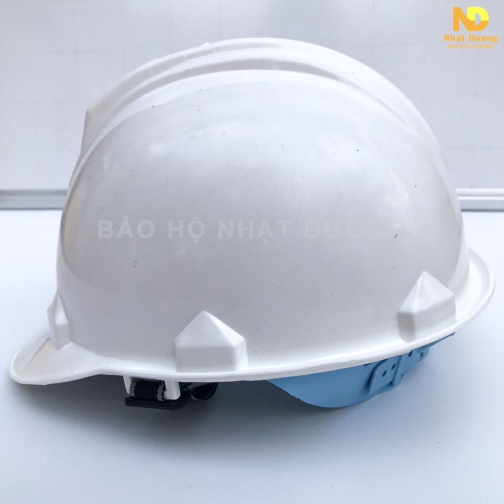 Mũ bảo hộ lao động màu trắng khóa gài Bảo Bình N004, Nón bảo hiểm lao động bảo vệ đầu