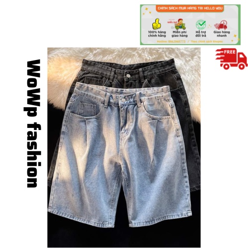 Quần lửng,quần đùi ,quần sort jean trơn 3 màu WoWp Fashion phong cách Hàn Quốc hot nhất 2022