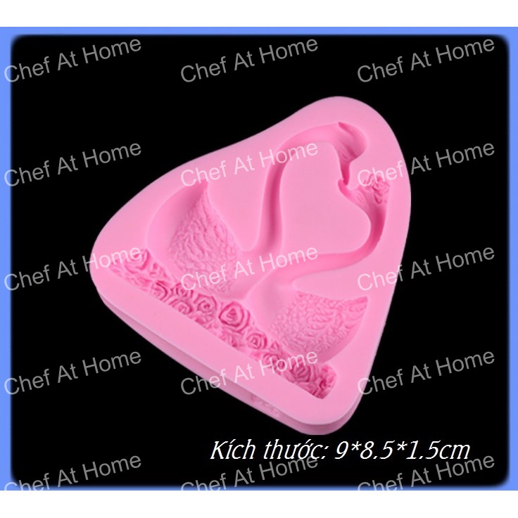 Silicone fondant rau câu 4D đôi thiên nga