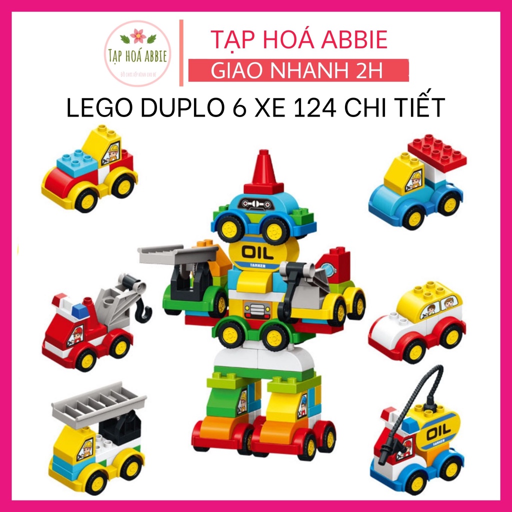 Đồ chơi lắp ráp xếp hình xe size Lego Duplo 6 in 1 - 124 chi tiết