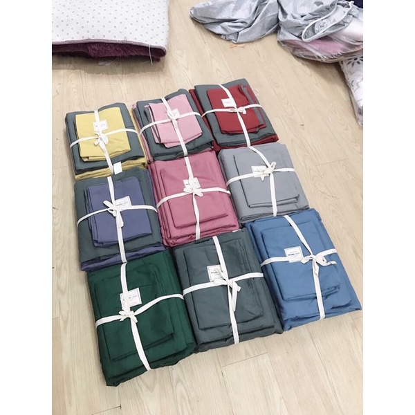 Set Chăn Ga Trơn Cotton Tc Dày Dặn Thoáng Mát Hàng Xuất Nhật (Shinbedding_store)