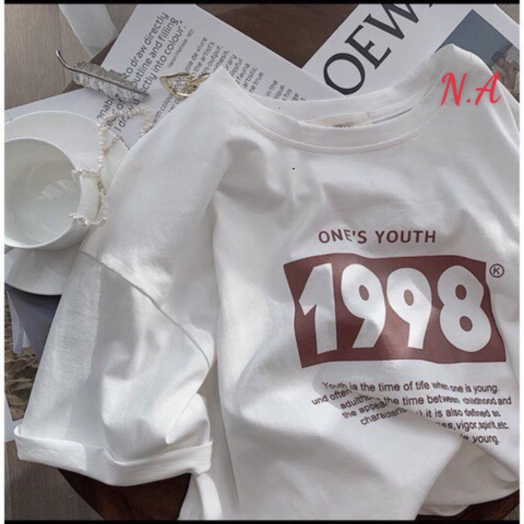 Áo Thun nam nữ chất đẹp tay lỡ form rộng 3158 in chữ One's Youth 1998  freesize dáng basic Ulzzang 🌸
