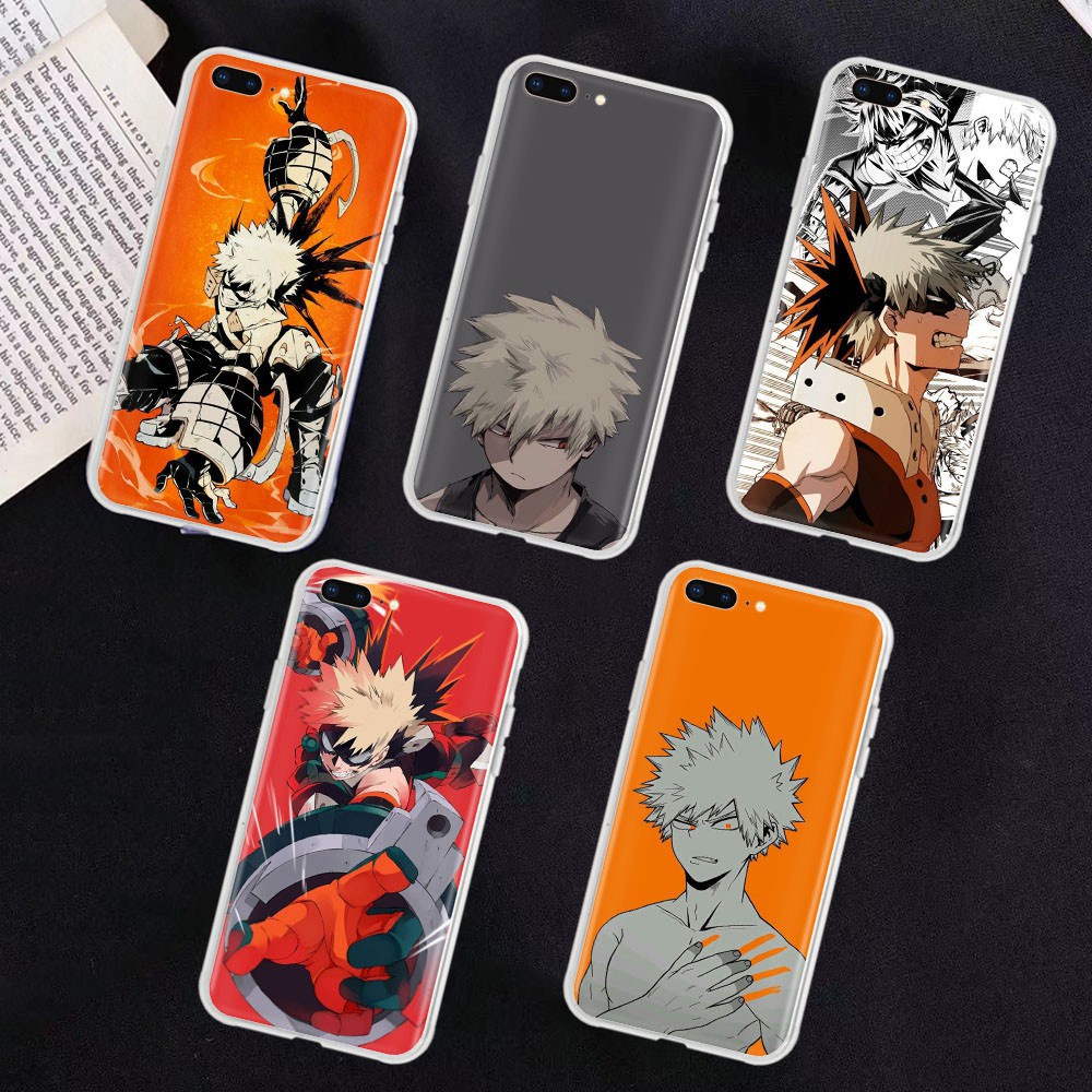 Ốp điện thoại trong suốt in hình Bakugou Katsuki thích hợp cho Iphone 8 7 6 6s 5 5s Se 5c 4s 4