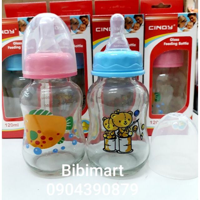 Bình sữa thuỷ tinh CINDY 120ml - Thái