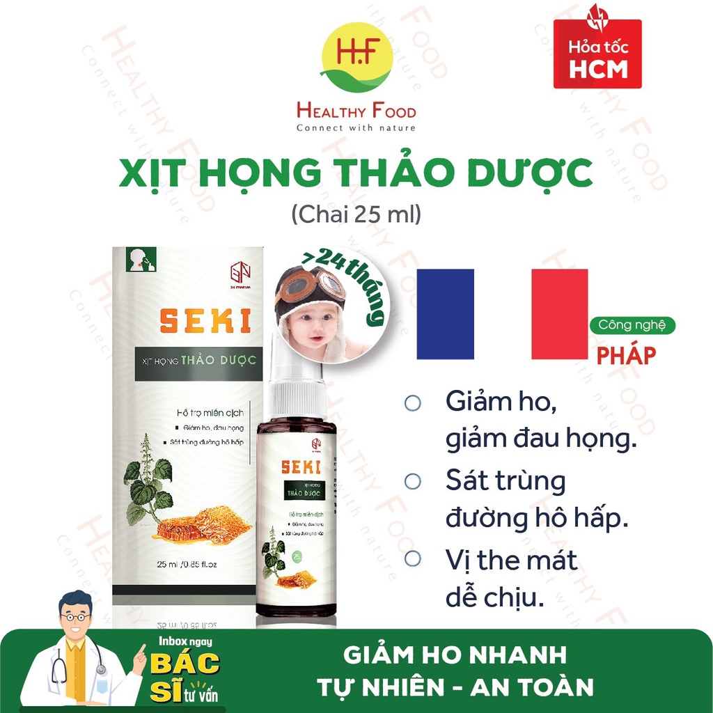 XỊT HỌNG THẢO DƯỢC KEO ONG SEKI (Chai 25ml) - Giảm Ho, Đau Họng-Hỗ Trợ Tăng Cường Miễn Dịch Đường Hô Hấp