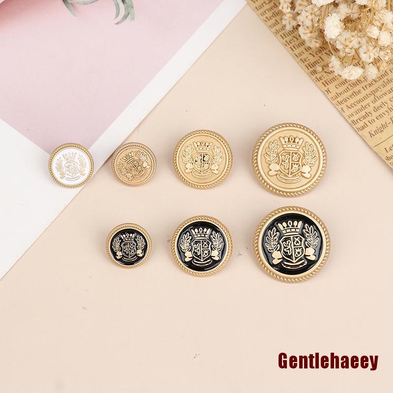 Set 10 Nút Áo Khoác Họa Tiết Vương Miện Phong Cách Anh Quốc