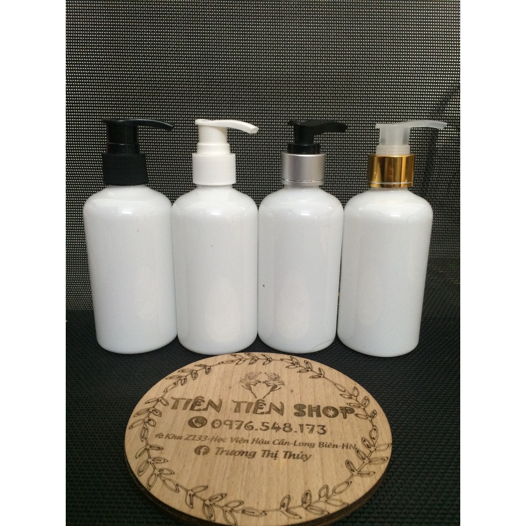 Chai nhựa pet trắng 220ml dáng lùn vòi ấn