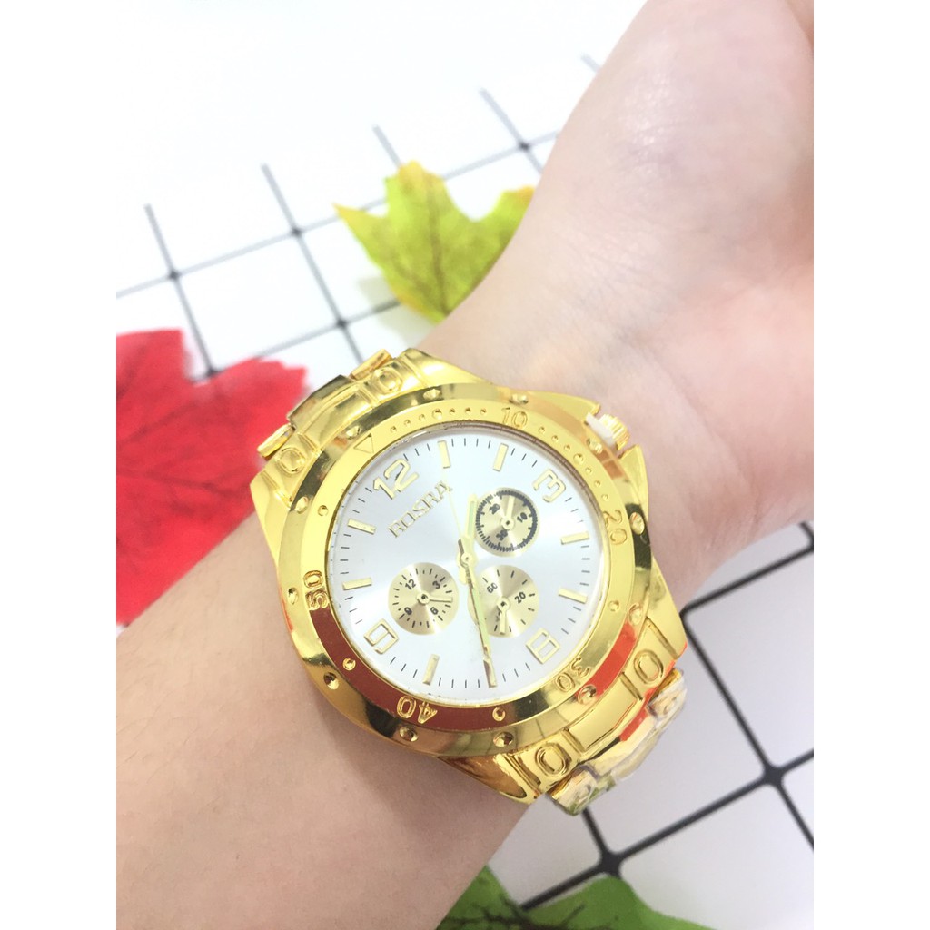 Đồng hồ Dotime nam nữ đồng hồ đeo tay mặt trắng dây kim loại cao cấp ZO55