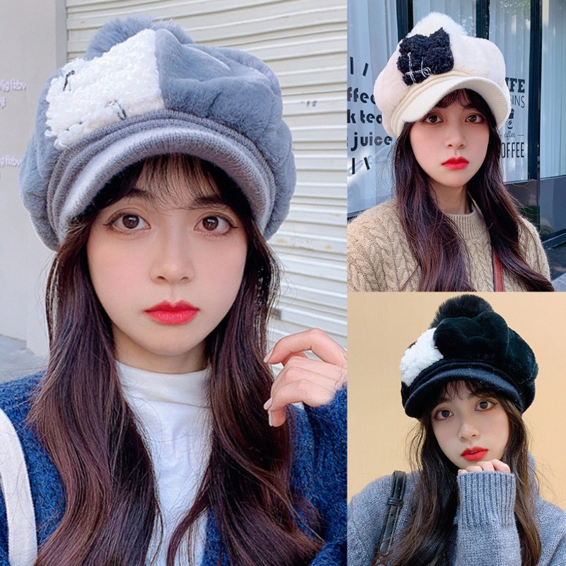 Han Mũ Beret Đính Bóng Lông Bát Giác Cho Họa Sĩ / Giáng Sinh / Halloween / Giáng Sinh