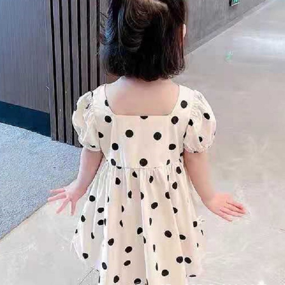 Hàng Có Sẵn Đầm Bé Gái Chấm Bi Tay Ngắn Dự Tiệc Mùa Hè