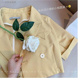 ✘✿☄Áo Khoác Vest Mỏng Tay Ngắn Màu Trắng Thời Trang Mùa Hè 2020 Phong Cách Hàn Quốc Cho Nữ