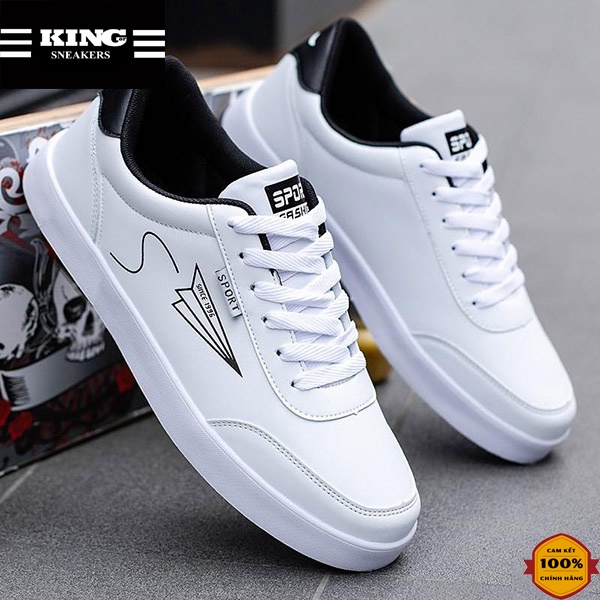 Giày nam sneaker thể thao màu trắng đẹp giá rẻ cho học sinh - mã T_T02
