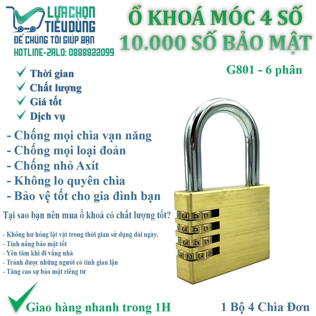 Ổ khoá số 2P 3P 4P 5P 6 Phân bảo mật 4 dãy số 10000 số bảo mật chống quyên chìa đổi số đơn giản