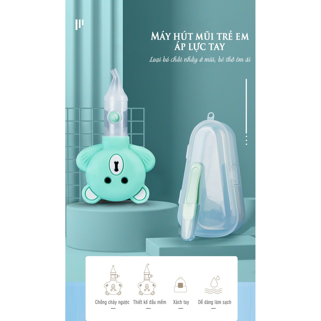 [HOT] 👼♻️ Máy Hút Mũi Gấu Hoạt Hình Chống Trào Ngược - Máy Hút Mũi Em Bé Silicone Mới