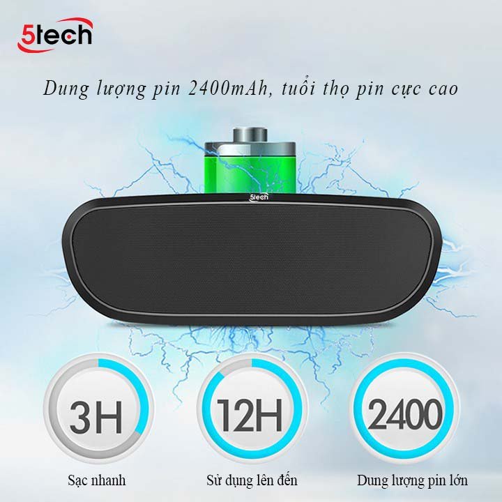 Loa Bluetooth Mini 5Tech Âm Thanh Ấm Trầm Cực Đỉnh - Hàng Chính Hãng - Bảo hàng 12 tháng