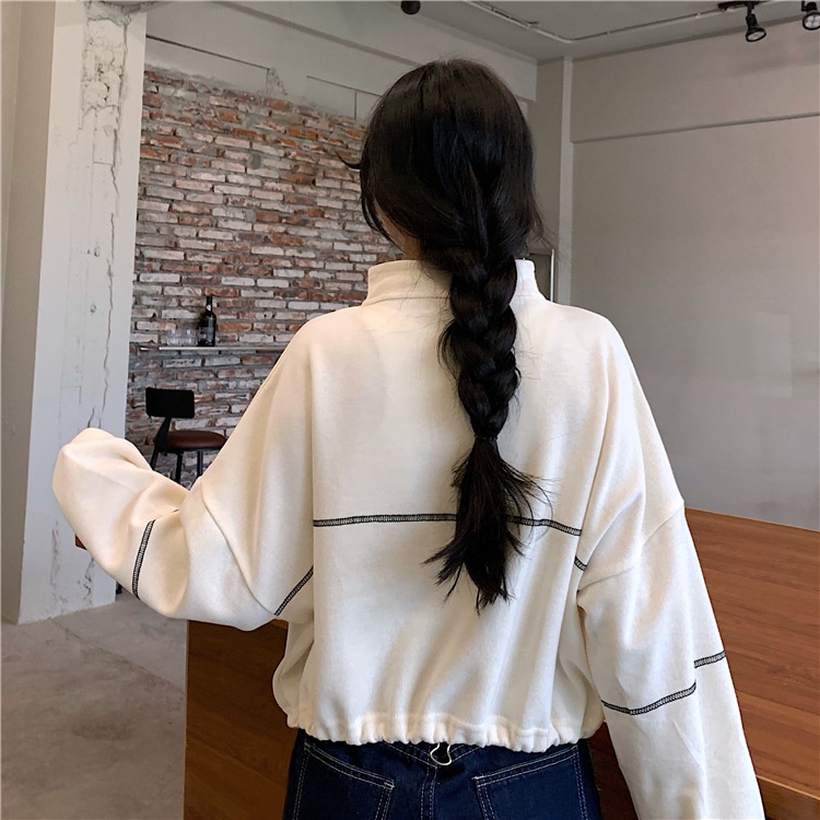 IELGY    Áo sweater Mỏng Ngắn Dáng Rộng Thời Trang Cho Nữ