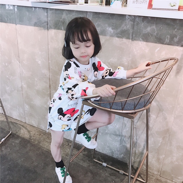 Đầm thun suông chuột Mickey
