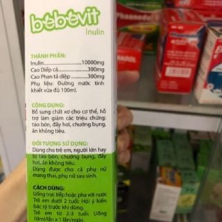 Bebevit Inulin - Bổ Sung Chất Xơ Cho Bé ( Hộp 20 Ống ) ✅(Hàng Chính Hãng)