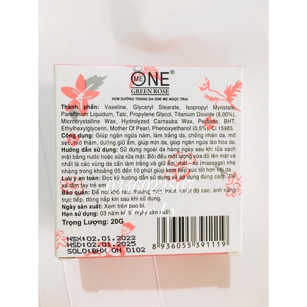 Kem dưỡng trắng da One hộp lớn 20gram ( cty Việt Nam)