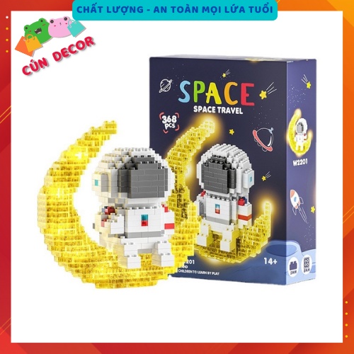 LEGO lắp ghép phi hành gia phát sáng, đồ chơi lắp ghép thông minh, dễ thương