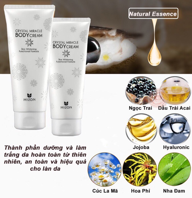 Kem dưỡng trắng da toàn thân Mizon Crystal Miracle Body Cream 200ml