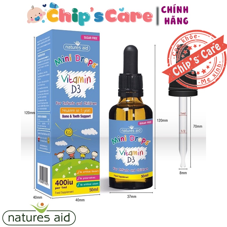 Vitamin D3 Drops Cho bé Natures Aid