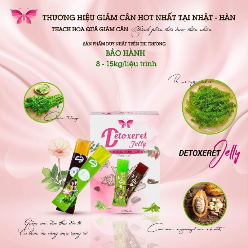 Thạch Detox giảm cân.Hộp 15 gói.Giảm cân siết eo hoàn toàn từ thiên nhiên