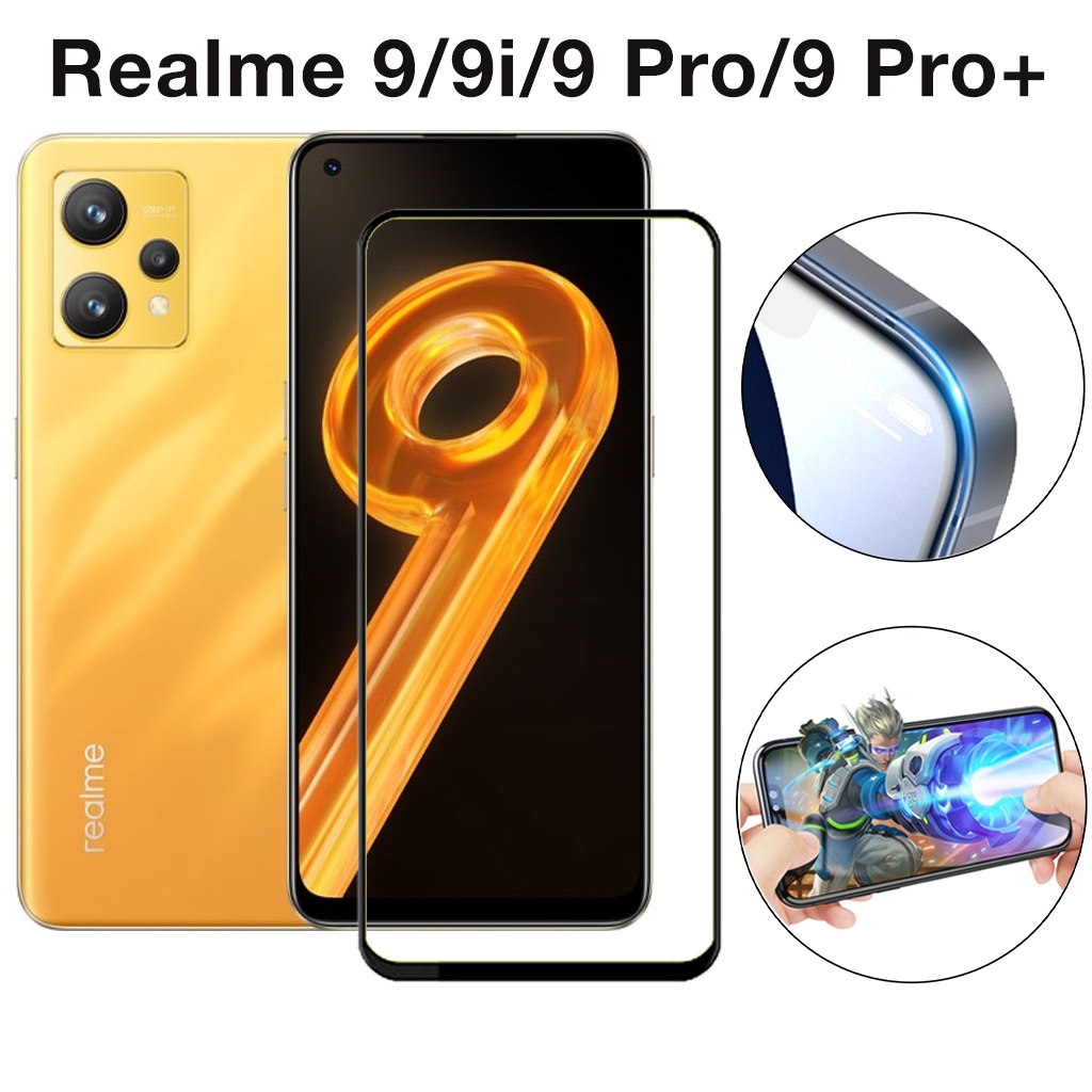 Kính cường lực realme 9 9 Pro Plus full màn cao cấp chống trầy xước màn tặng kèm khăn lau màn hình Kính [9D]