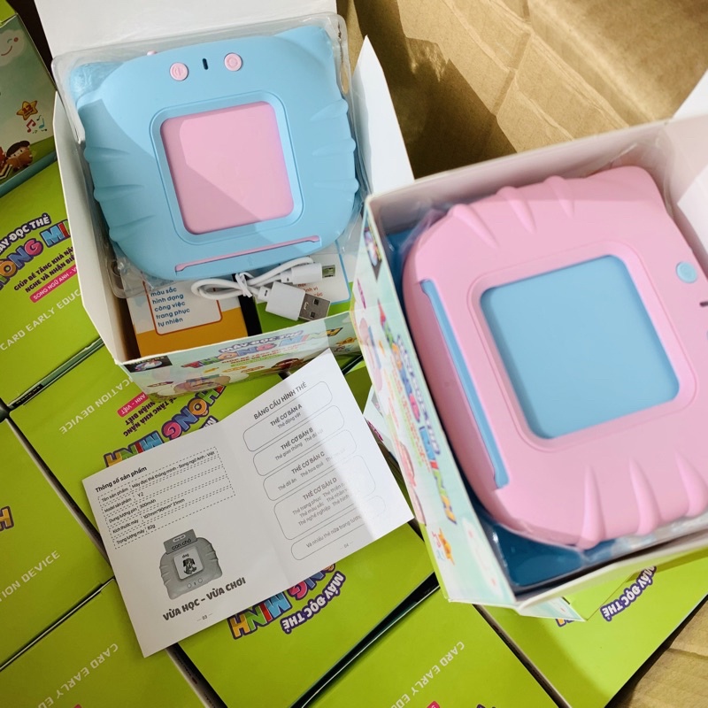 Máy đọc thẻ thông minh flashcard song ngữ Anh-Việt loại 1 225 thẻ, 510 từ vựng + 3 bài hát tiếng anh cho bé kèm dây sạc