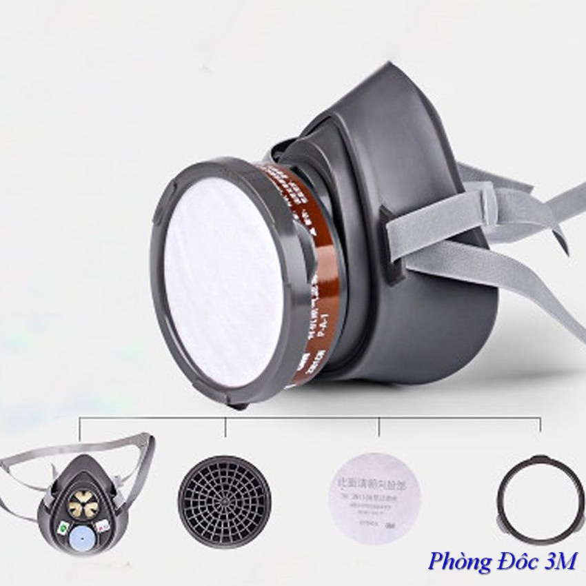 Khẩu Trang Chống Độc Phun Sơn 3M 3200 Mặt Nạ Phòng Đôc Bụi Mịn Nhà Máy Tặng 3 Tấm Lọc