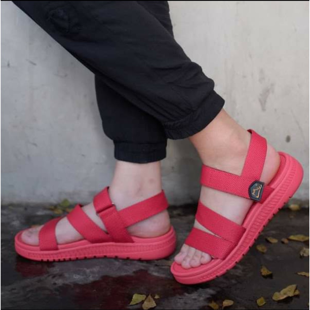 Giày sandal nam nữ FACOTA đỏ quai dù, đi học [Freeship]