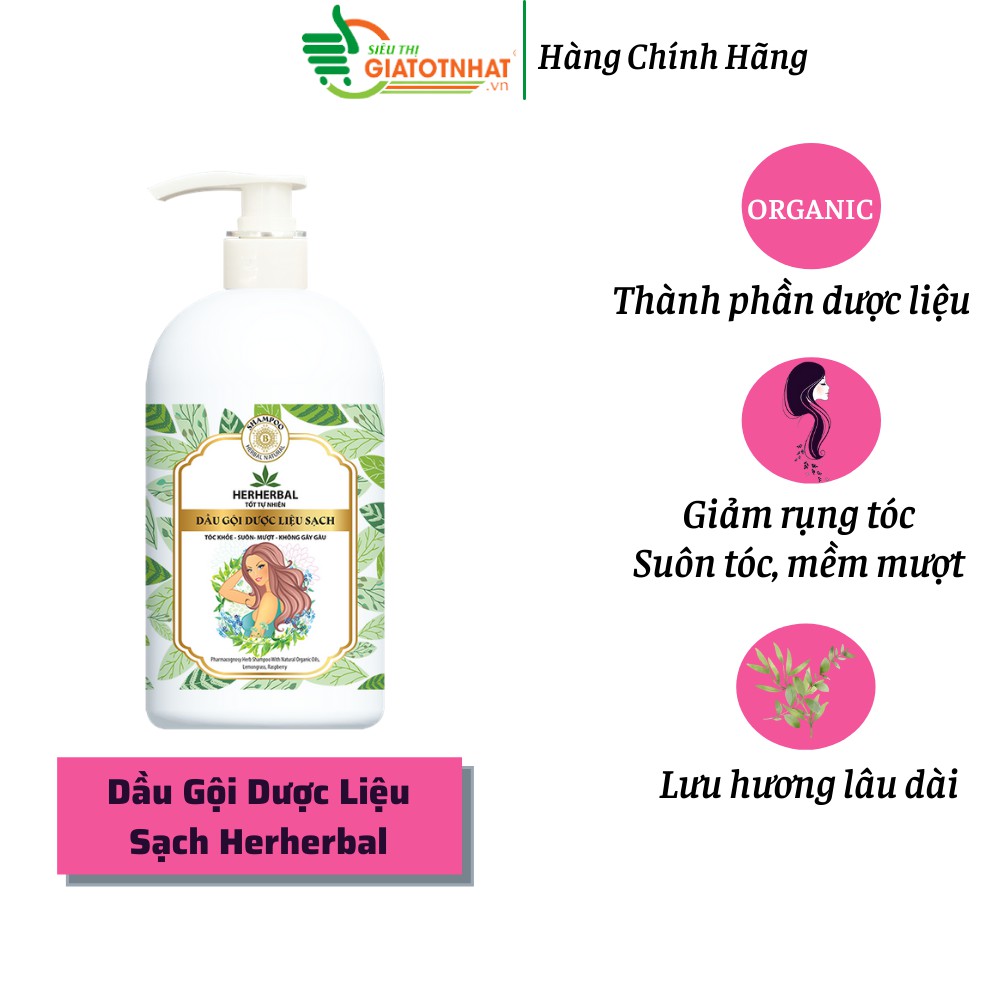 Dầu gội dược liệu sạch gàu Herherbal tinh dầu Sả Chanh, Mâm Xôi