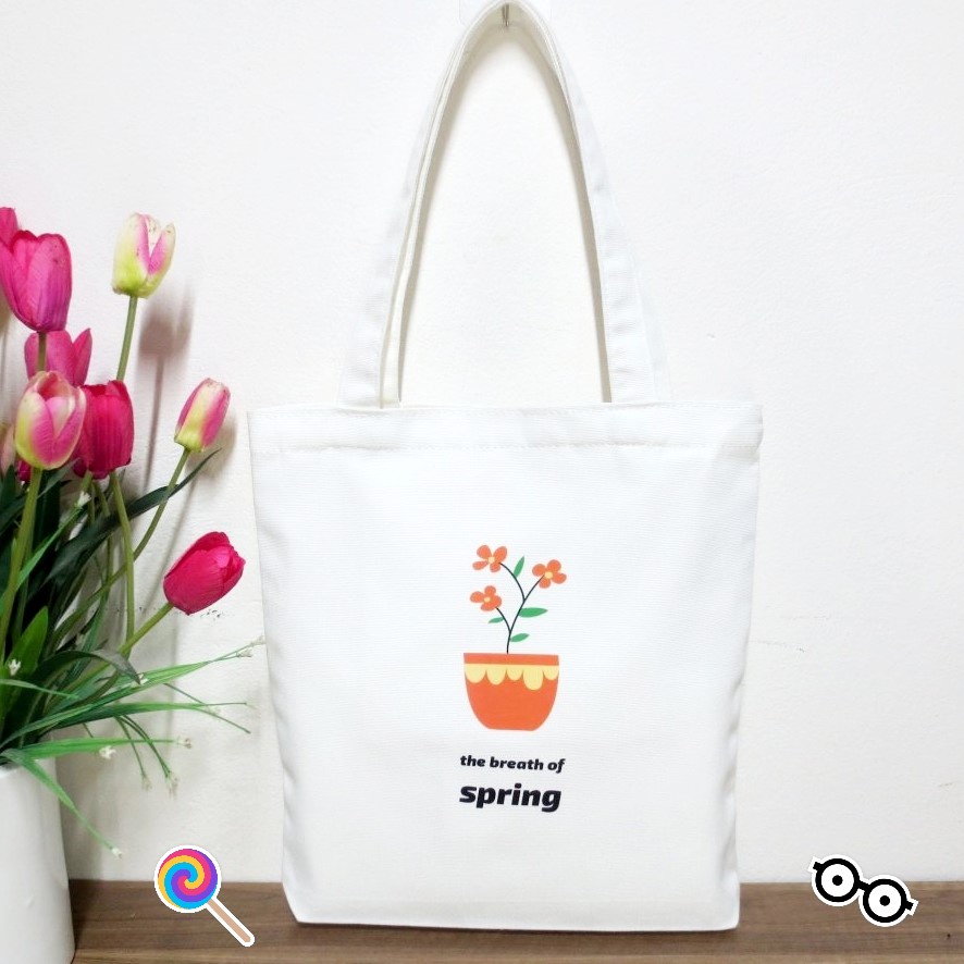 Túi tote vải canvas nam nữ đi học đi chơi phong cách Hàn quốc