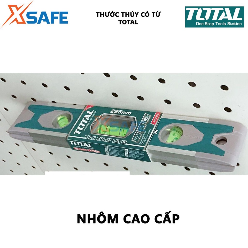 Thước thủy có từ TOTAL Thước thủy 2 nam châm mạnh mẽ, chiều dài 40-150cm, độ dày thanh nhôm 1.5mm - Chính hãng