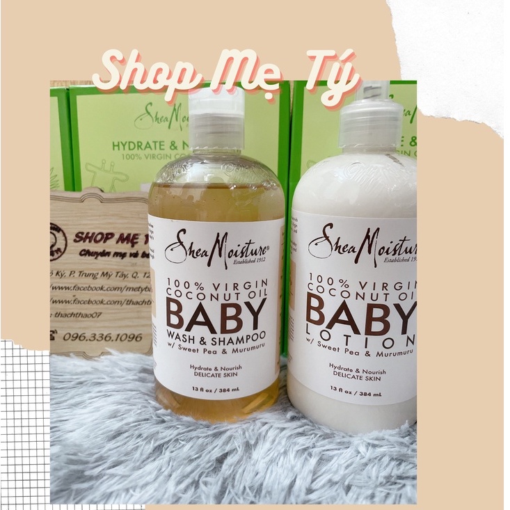 [Mã 253FMCGSALE giảm 100k đơn 500k] Sữa tắm gội Shea Moisture Baby Wash &amp; Shampoo 2-in-1 cho bé từ 0M+ 384ml (Mỹ)